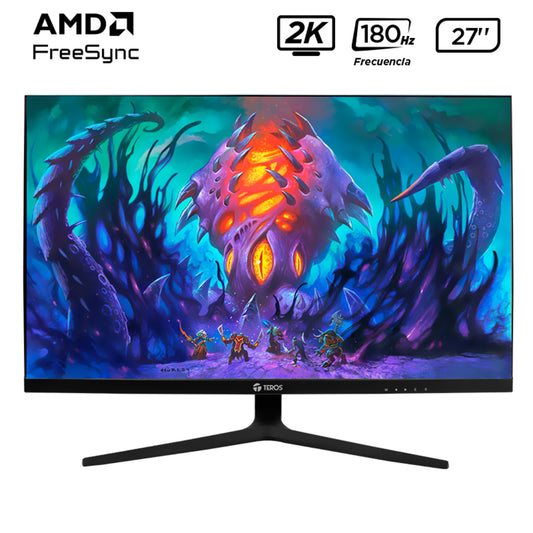 MONITOR PLANO GAMING TEROS TE-2769G, 27" QHD IPS FLAT, 180 HZ, 1MS, HDMI, DP, AUDIO