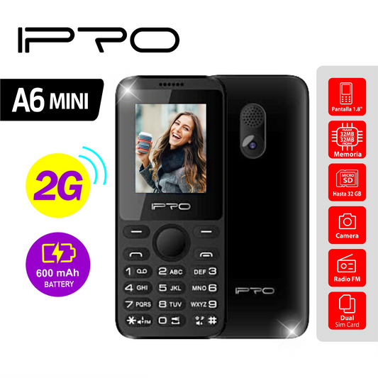 Celular IPRO A6 MINI Dual SIM 2G 1.77" Negro Básico