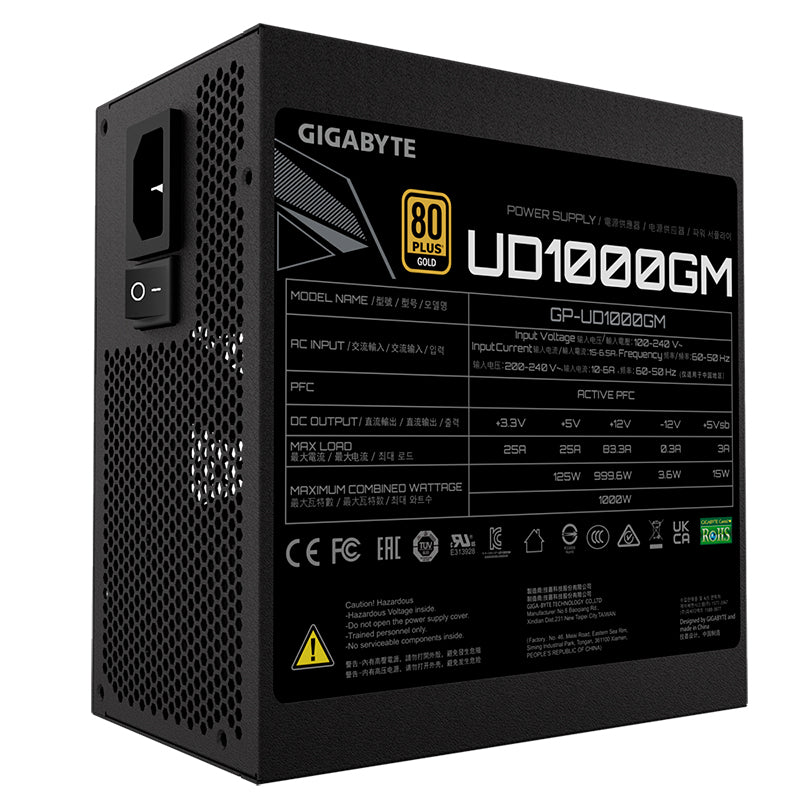 Fuente de Poder Gigabyte UD1000GM PG5 1000W 80 Plus Gold ATX Modular
