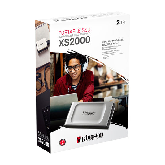 SSD Externo Kingston XS2000 2TB USB 3.2 Gen 2x2 Tipo-C 2000MB/s Portátil Negro