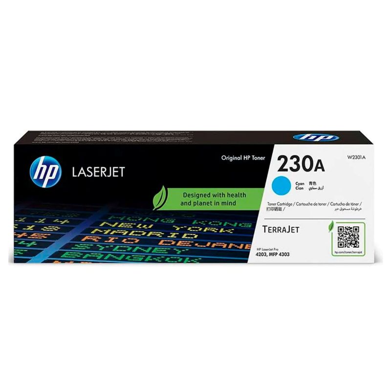 Tóner HP 230A Cian Original W2301A para Color LaserJet Pro MFP 4301 4303