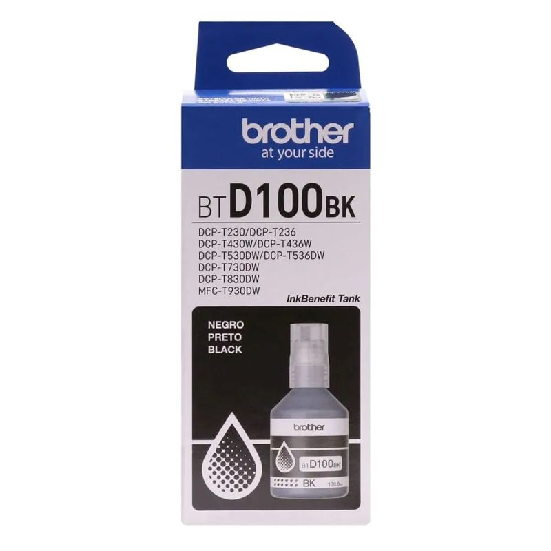 Tinta Brother BTD100BK Black Original 108ml 7,500 Páginas DCP-T230 DCP-T430W DCP-T436W