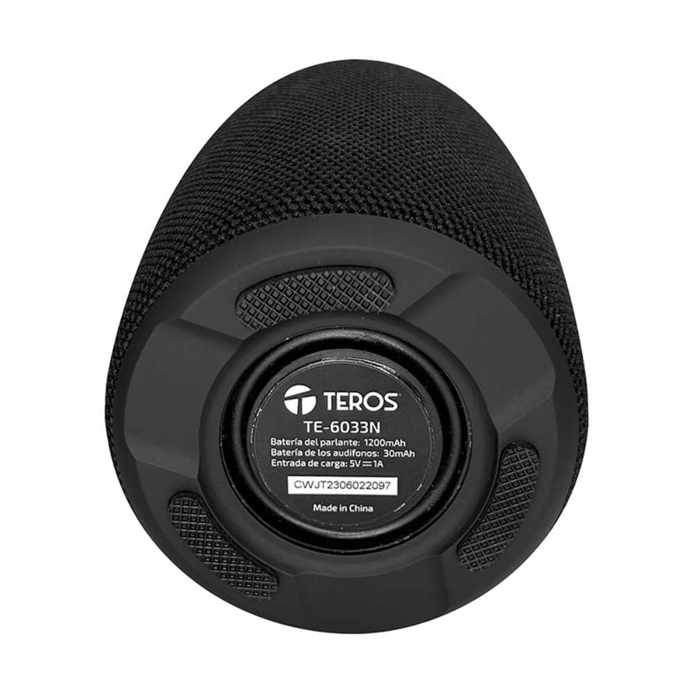 Parlante/audífono TEROS TE-6033N, bluetooth, 5 W, 1200 mAh, negro