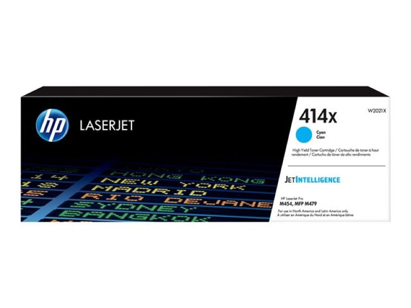 Tóner HP 414X Cian Original Alto Rendimiento W2021X para Color LaserJet Pro M454 M479