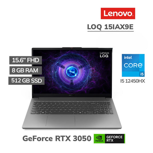 Laptop Lenovo LOQ 15IAX9E Core i5-12450HX 8GB RAM 512GB SSD RTX 3050 6GB 15.6" FHD 144Hz FreeDOS