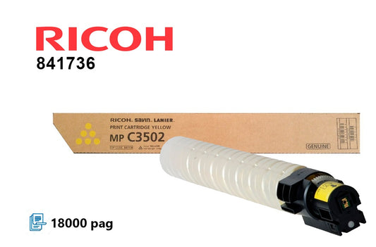 Tóner Ricoh 841736 Yellow Original 18000 Páginas para MP C3002 y MP C3502