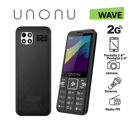 Celular UNONU WAVE 2G Dual SIM 1.77" Negro Básico