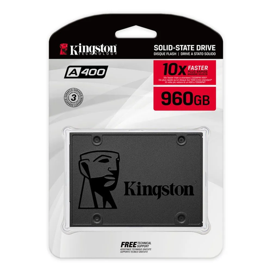 UNIDAD DE ESTADO SOLIDO KINGSTON A400, 960GB, SATA 6.0 GB/S, 2.5", 7MM.
