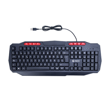 Kit Gamer TEROS TE-5014S 4 en 1 Teclado Mouse Audífonos Mousepad RGB USB