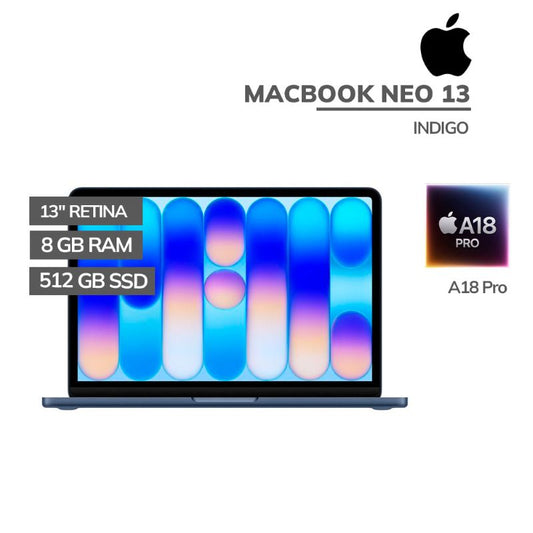 Laptop Apple MacBook Neo 13 A18 Pro 8GB RAM 512GB SSD 13" Touch ID macOS Indigo