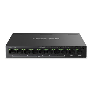 Switch PoE+ Mercusys MS110CMP 10 Puertos 8 Fast Ethernet + 2 Gigabit 115W