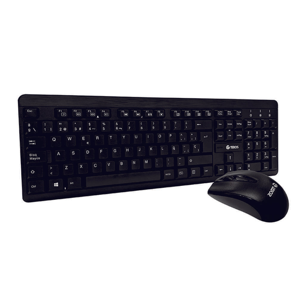 Kit Inalámbrico Teclado + Mouse TEROS TE-4061N, 2.4GHz, receptor nano USB, negro