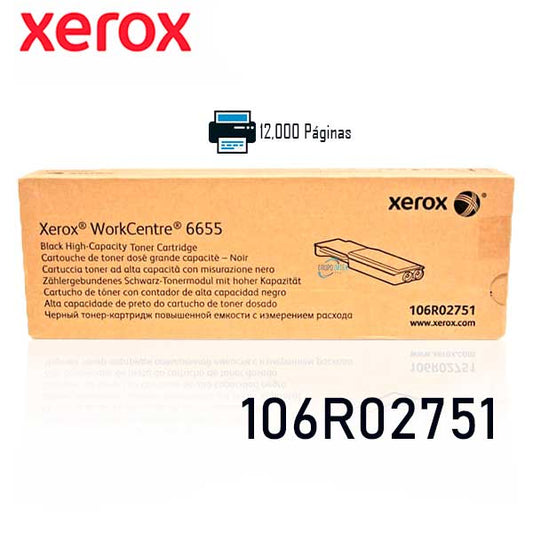 Tóner Xerox 106R02751 Negro Original 12000 Páginas para WorkCentre 6655