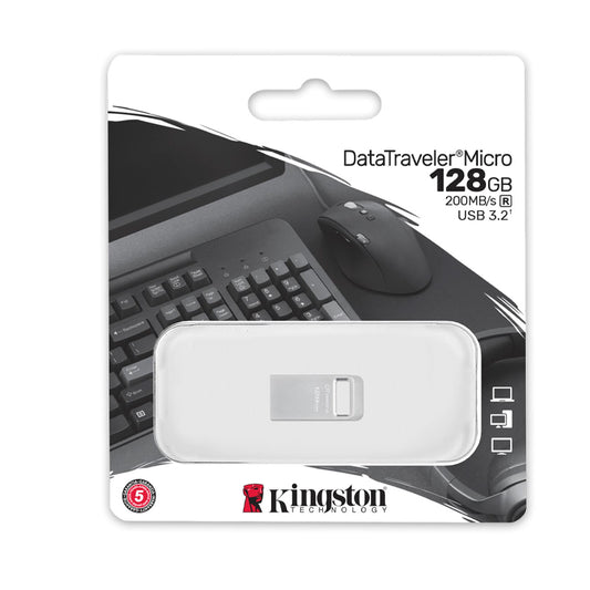 Memoria USB Kingston DataTraveler Micro 128GB USB 3.2 Gen 1 Ultra Compacta Metal