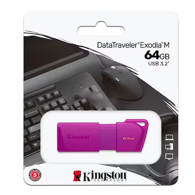 Memoria USB Kingston DataTraveler Exodia M 64GB USB 3.2 Gen 1 Tipo-A Neon Purple (Morado)