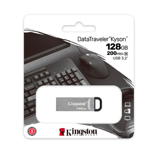Memoria USB Kingston DataTraveler Kyson 128GB USB 3.2 Gen 1 Plata