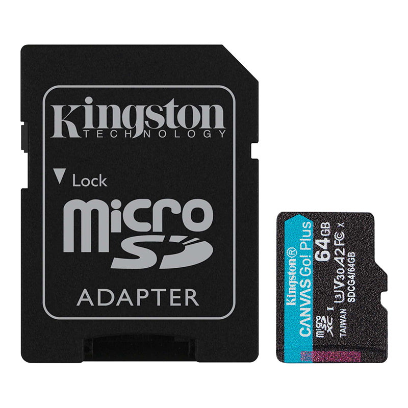 Memoria MicroSD Kingston Canvas Go! Plus 64GB U3 V30 con Adaptador SD