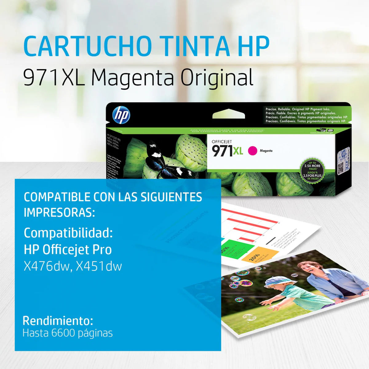 Tinta HP CN627AM 971XL Magenta Original 6600 Páginas para OfficeJet Pro