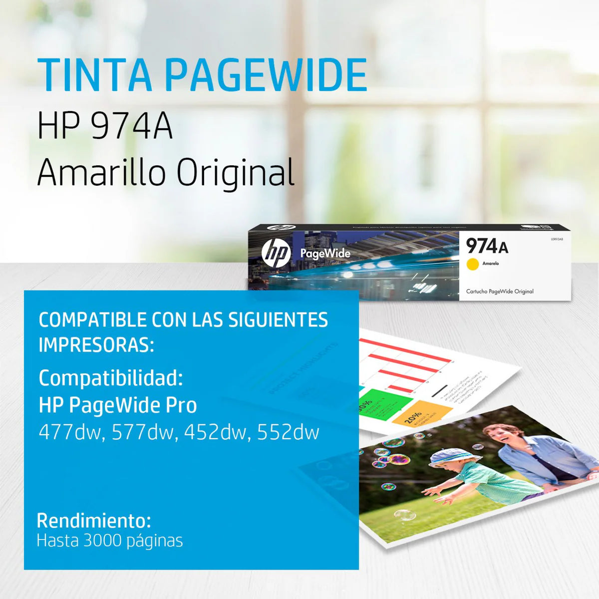 Tinta HP L0R93AL 974A Yellow Original para PageWide Pro