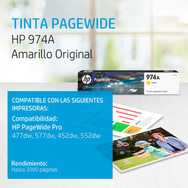 Tinta HP L0R93AL 974A Yellow Original para PageWide Pro
