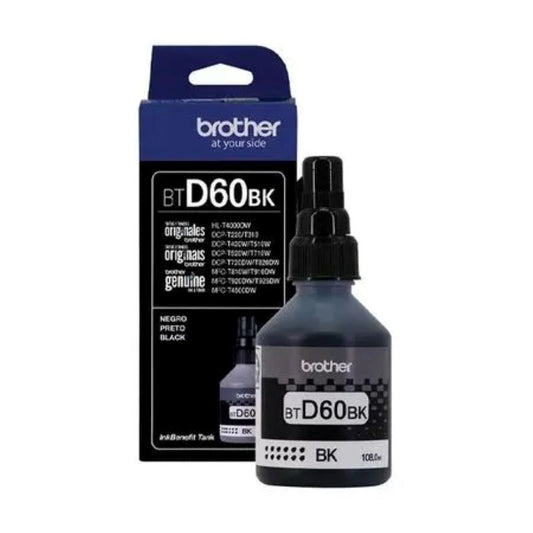 Botella de Tinta Brother BTD-60BK Negro Original 108ml 6,500 Páginas DCP-T310