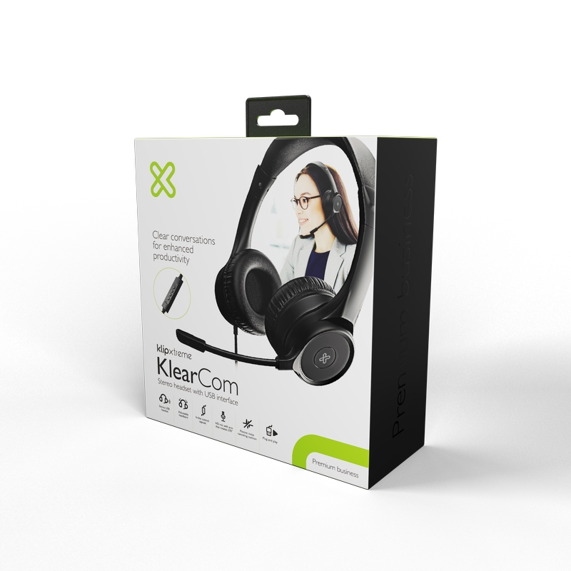 Headset Klip Xtreme KlearCom KCH-510 USB Estéreo con Micrófono y Controles