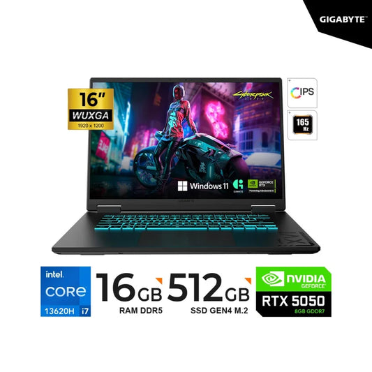 Laptop Gigabyte Gaming A16 CTHI3LA893PH 16" Core i7-13620H 16GB RAM 512GB SSD RTX 5050 8GB