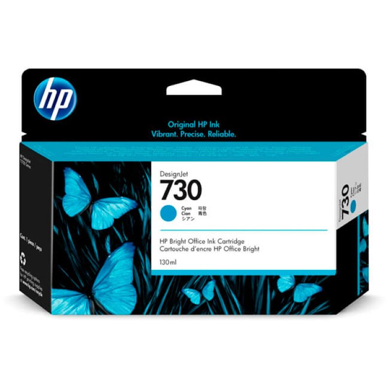 Cartucho de Tinta HP 730 Cian 130ml DesignJet P2V62A Original