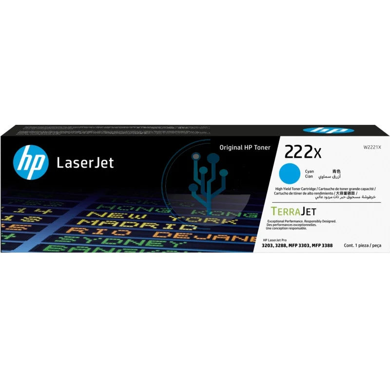 Tóner HP 222X Cian Original W2221X Alto Rendimiento LaserJet