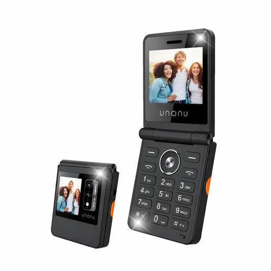 Celular UNONU UF1L Flip Phone 4G LTE Dual SIM 2.4" Negro