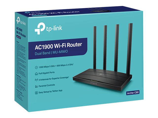 Router TP-Link Archer C80 V1 AC1900 Dual Band Wi-Fi 5 Gigabit 4 Antenas