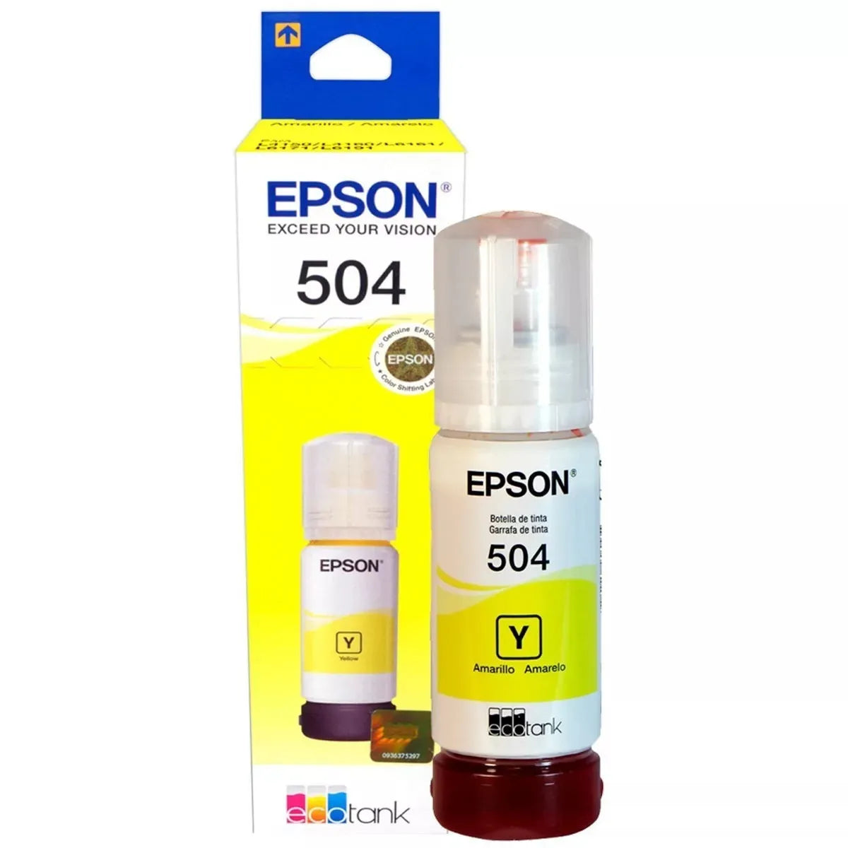 Botella de Tinta Epson T504 Amarillo 70ml EcoTank L4160 L4260 L6171 L6270