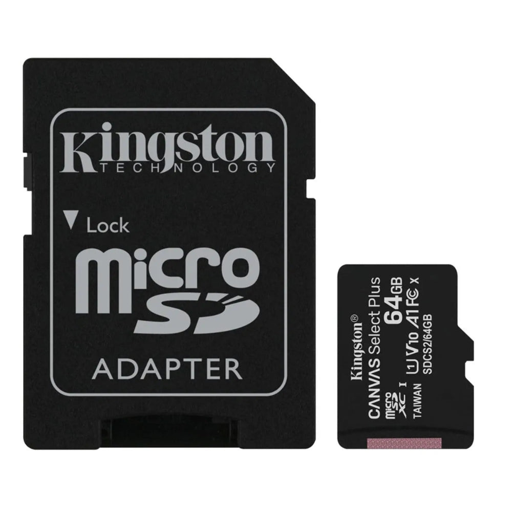 MEMORIA MICROSDHC KINGSTON 64GB 100MB/S CLASE 10 CON ADAPTADOR