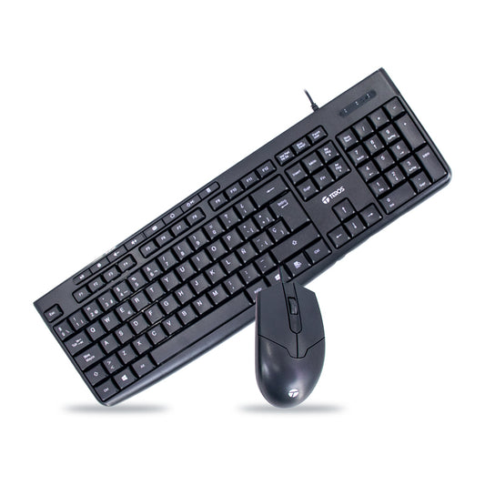 KIT TECLADO Y MOUSE TEROS TE-5012S USB 1000 DPI COLOR NEGRO