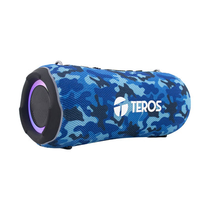 Parlante Bluetooth Teros TE-6046BM Camuflado Azul 40W Portátil Bluetooth 5.3 USB