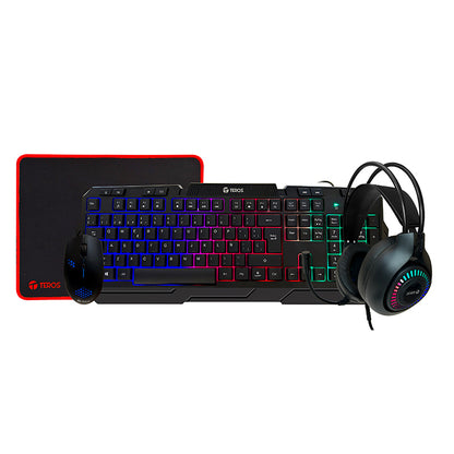 KIT GAMER TEROS TE-4063N TECLADO MOUSE HEADSET Y MOUSE PAD