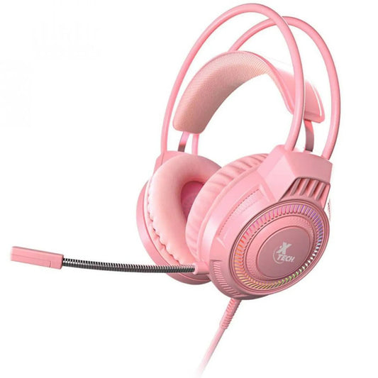 Headset Xtech XTH-564 Alámbrico 3.5mm + USB Color Rosado para PC y Consola