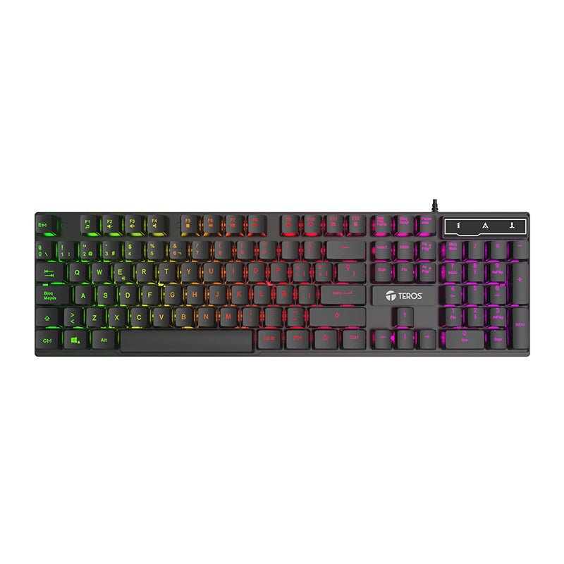 TECLADO GAMER TEROS TE-4072G RGB USB COLOR NEGRO