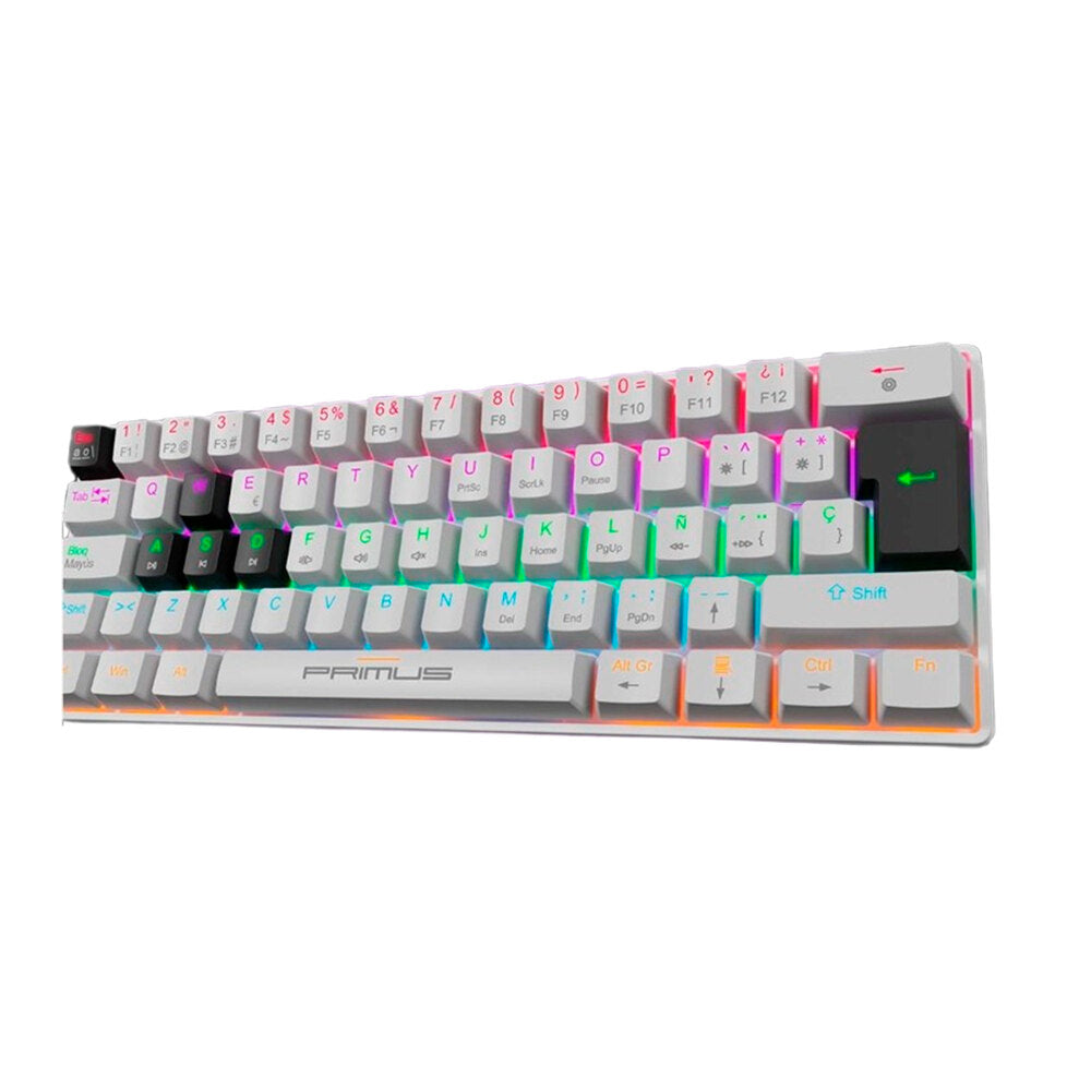PRIMUS GAMING - KEYBOARD - WIRED - SPANISH - USB 2.0 - ERGONOMIC DESIGN - BLACK/WHITE
