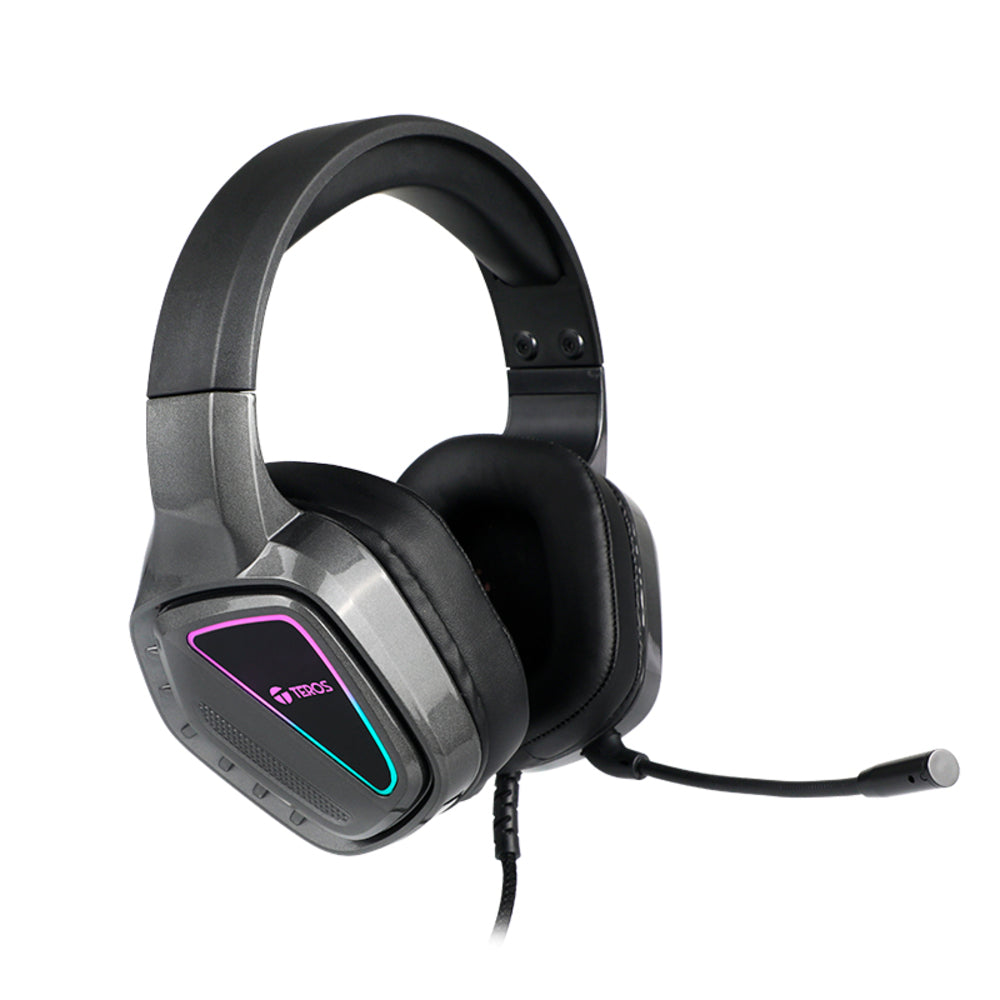 AURICULARES GAMING TEROS TE-8171N CON MICRÓFONO, SONIDO ESTÉREO Y LUCES RGB – NEGRO