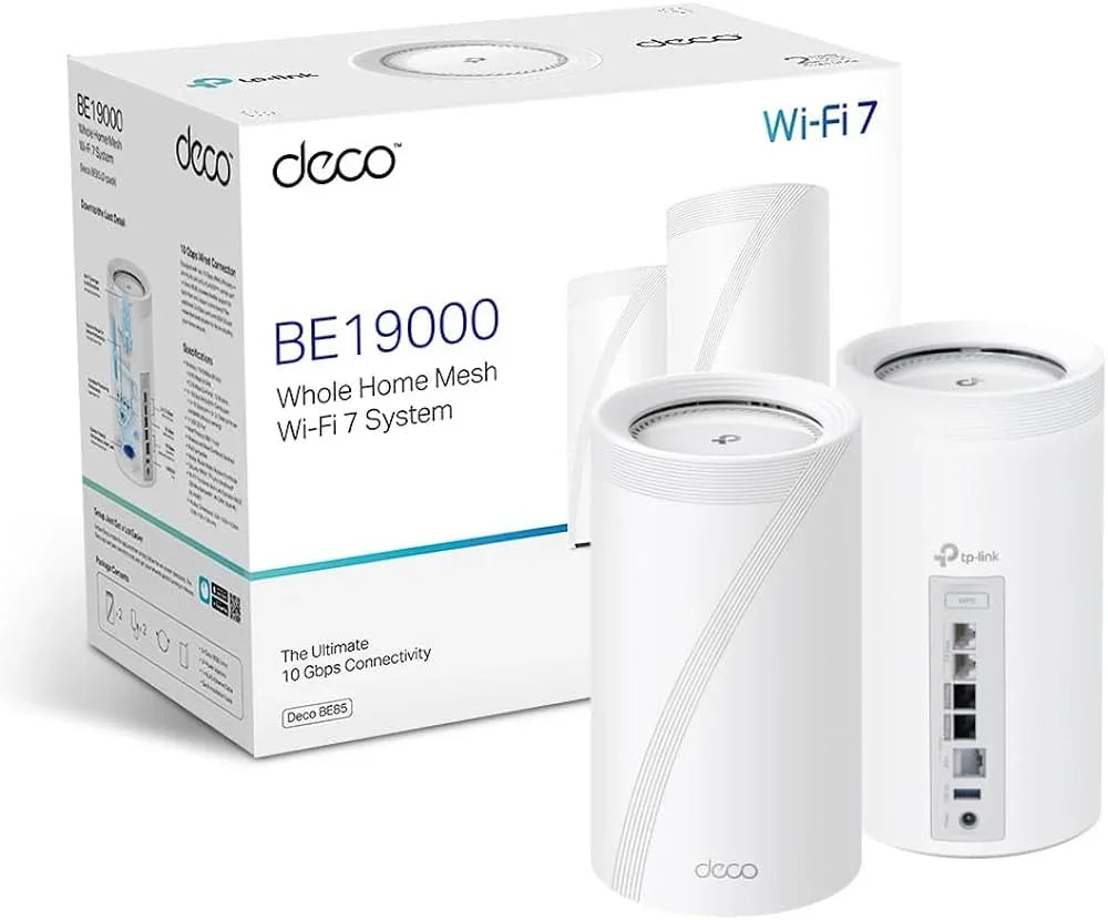 TP-Link Deco BE85 BE22000 Sistema Wi-Fi Mesh 7 Tri Band 10GbE 2-Pack