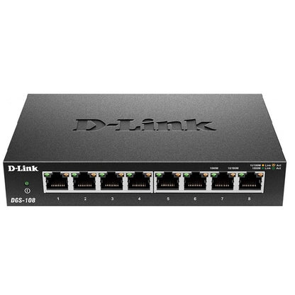 Switch D-Link DGS-108 8 Puertos Gigabit Ethernet Alta Velocidad 10/100/1000