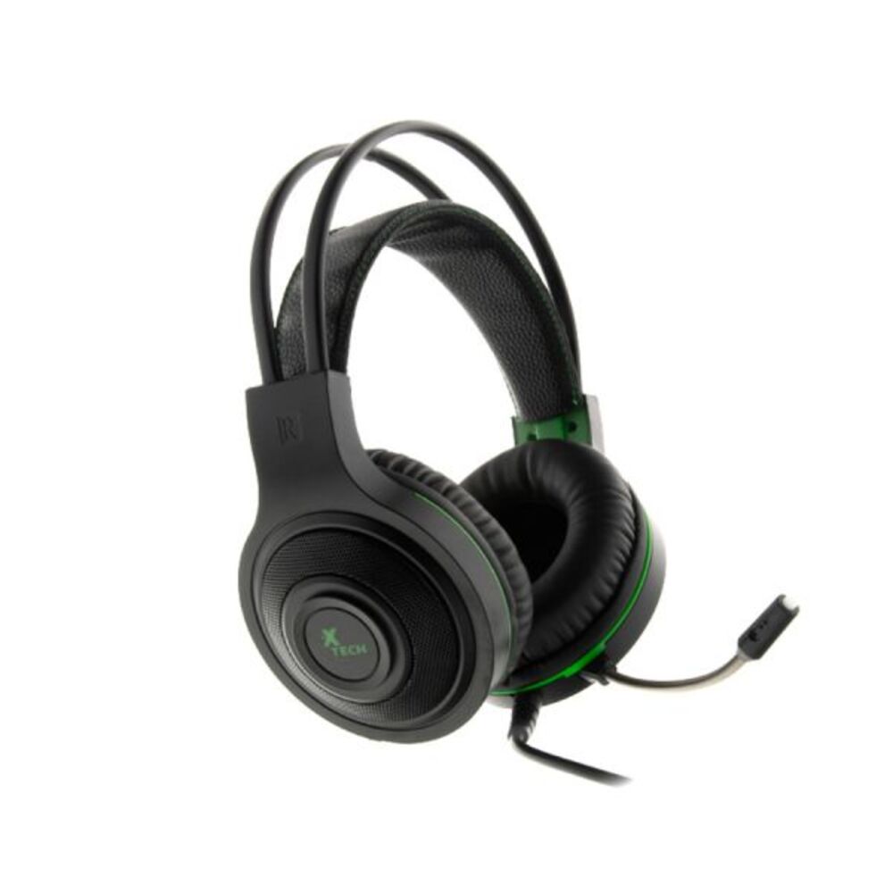 Headset Gamer Xtech XTH-560 Insolense Negro con Detalles Verdes y Conexión 3.5 mm + Adaptador TRRS a TRS