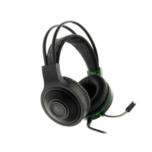Headset Gamer Xtech XTH-560 Insolense Negro con Detalles Verdes y Conexión 3.5 mm + Adaptador TRRS a TRS