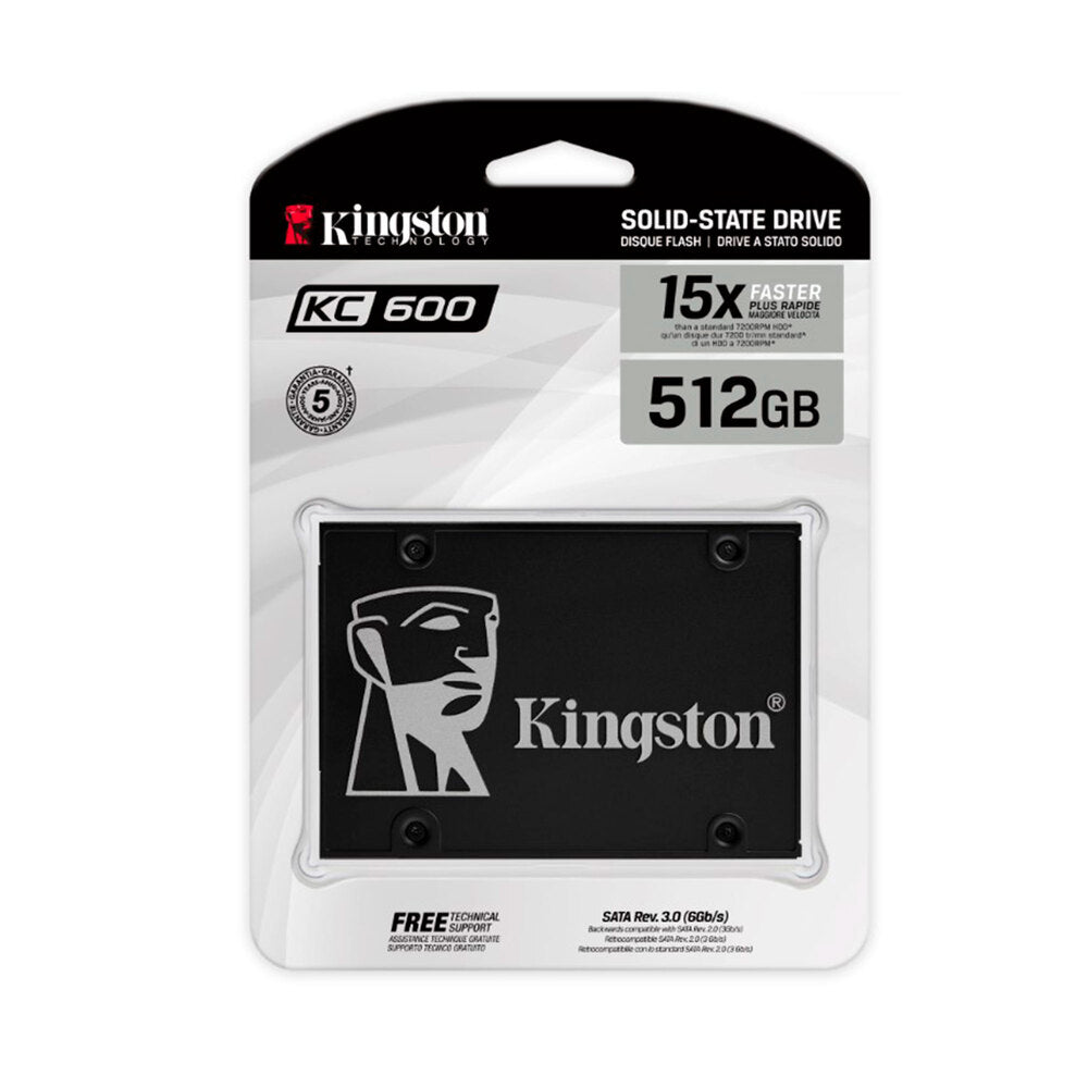 UNIDAD EN ESTADO SOLIDO KINGSTON KC600, 512GB, SATA 6.0 GBPS, 2.5", 7MM.