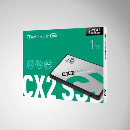 UNIDAD DE ESTADO SOLIDO TEAMGROUP CX2, 1TB, SATA 6.0 GB/S, 2.5", ECC, DC +5V