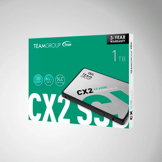 UNIDAD DE ESTADO SOLIDO TEAMGROUP CX2, 1TB, SATA 6.0 GB/S, 2.5", ECC, DC +5V