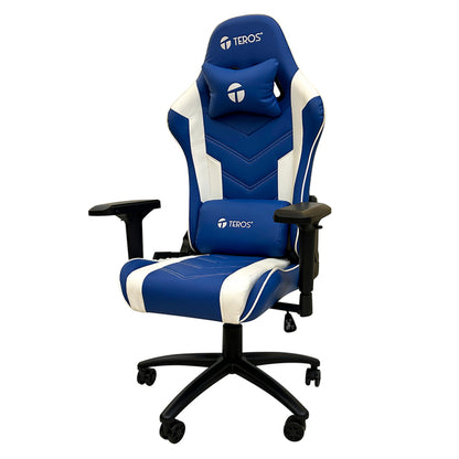 SILLA GAMER TEROS TE-8126B, AZUL Y BLANCO