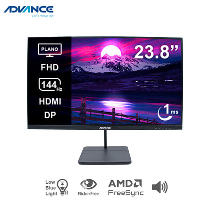 MONITOR ADVANCE ADV-2454S PLANO 23.8" FHD IPS 144HZ 1MS HDMI DP AUDIO OUT PARLANTES NEGRO