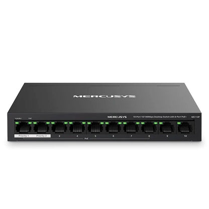 Switch Mercusys MS110P 10 Puertos Fast Ethernet 8 PoE+ para Vigilancia